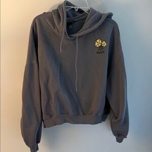 RVCA Charcoal Gray Hoodie with Yellow Flower Patch